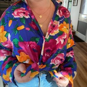 Vintage 90s Express Floral Silk Top